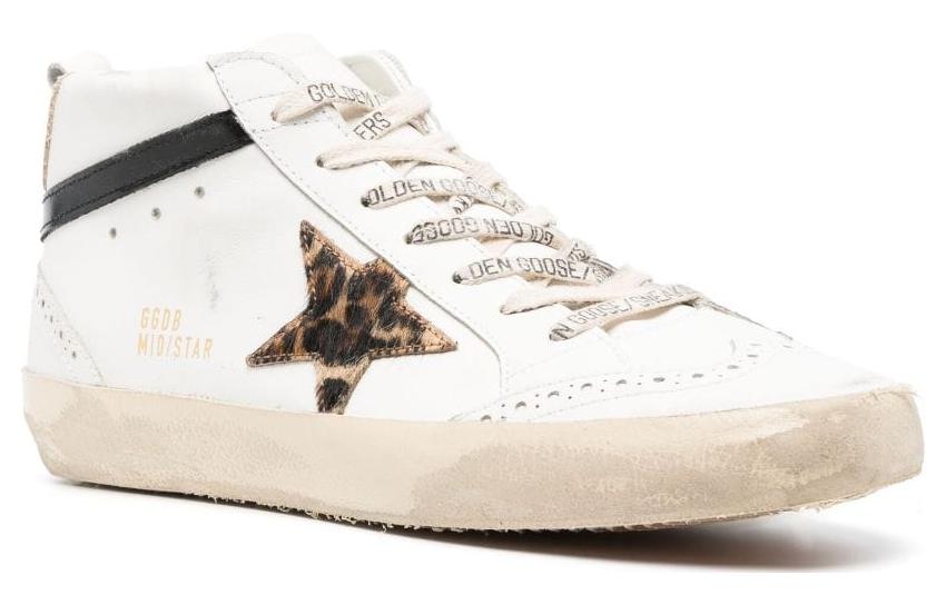Order Golden Goose 小牛皮織布 圓頭繫帶 中筒 休閒鞋 女款 白色
