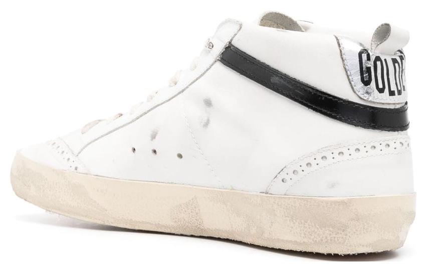 Lookbook Golden Goose 小牛皮織布 圓頭繫帶 中筒 休閒鞋 女款 白色