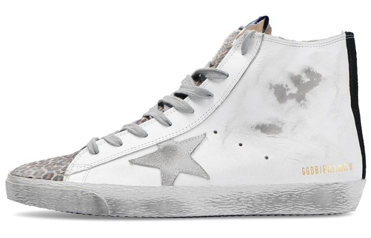 (Women) Golden Goose Mid Star 'White Leopard Distressed' GWF00113.F000255.10258