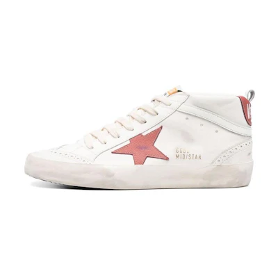 (W) Golden Goose Mid Star 'White Pink Distressed'