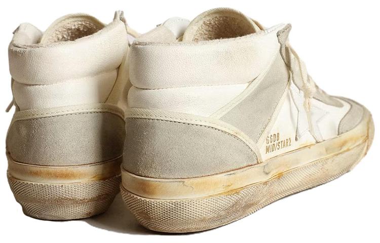 Shop Golden Goose 皮革 休閒 中筒 板鞋 女款 白灰