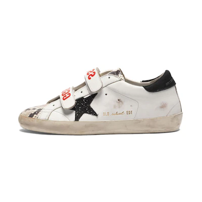 (W) Golden Goose Old School 'Snake Print White with Black Heel'