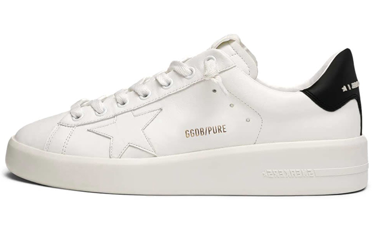 (Women) Golden Goose Purestar 'White Leather with Black Heel' G36WS603.A3