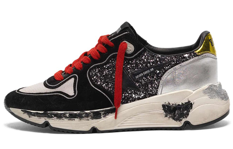 (Women) Golden Goose Running Sole 'Black Glitter Laminated Leather' G35WS963.I3