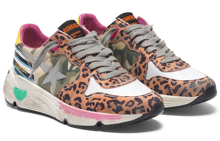 Lookbook (Women) Golden Goose Running Sole 'Camo Leopard Yellow Heel Distressed' G36WS963.N7