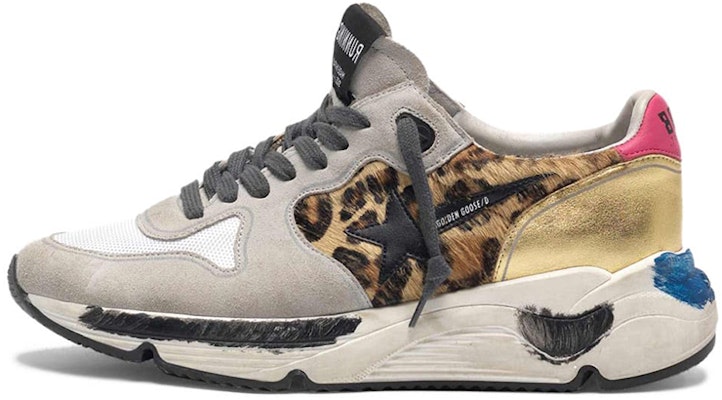 (Women) Golden Goose Running Sole 'Leopard Gold Heel Grey Distressed' G35WS963.H9 Buy (Women) Golden Goose Running Sole 'Leopard Gold Heel Grey Distressed' G35WS963.H9