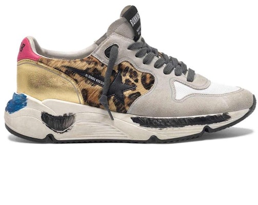 (Women) Golden Goose Running Sole 'Leopard Gold Heel Grey Distressed' G35WS963.H9 Order (Women) Golden Goose Running Sole 'Leopard Gold Heel Grey Distressed' G35WS963.H9
