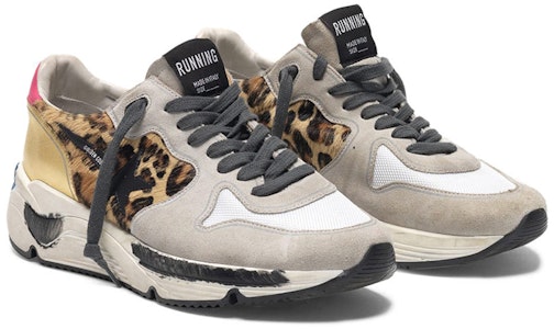 (W) Golden Goose Running Sole 'Talón Dorado Leopardo Gris Desgastado' G35WS963.H9 Lookbook (W) Golden Goose Running Sole 'Talón Dorado Leopardo Gris Desgastado' G35WS963.H9