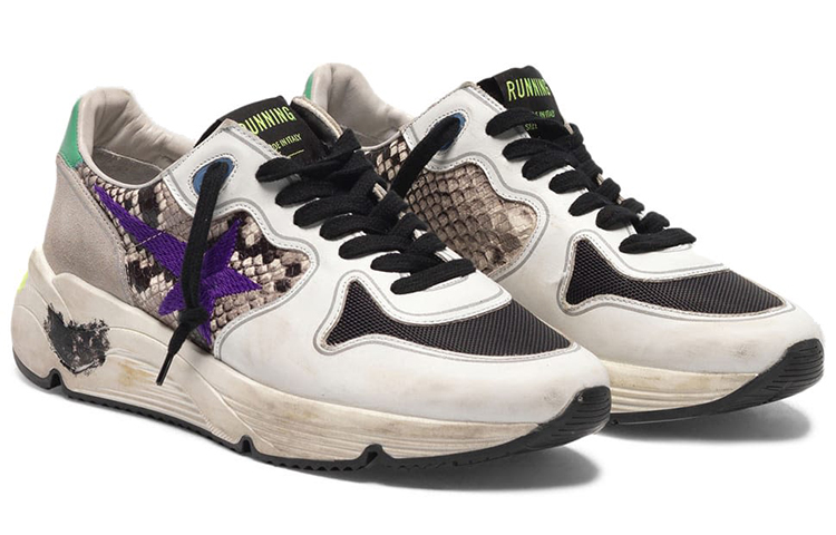 Lookbook 金鵝 Running Sole 紫色刺繡星星運動鞋 女款 白色 做舊款