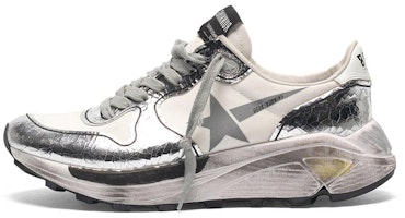(Women) Golden Goose Running Sole 'Silver Distressed White Leather' G36WS963.A6 (Women) Golden Goose Running Sole 'Silver Distressed White Leather' G36WS963.A6