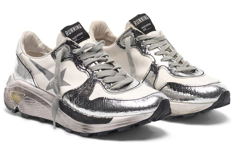 Order (W) Golden Goose 跑步鞋 '银色做旧白色皮革' G36WS963.A6