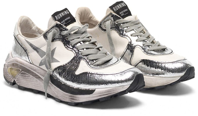 (Women) Golden Goose Running Sole 'Silver Distressed White Leather' G36WS963.A6 Order (Women) Golden Goose Running Sole 'Silver Distressed White Leather' G36WS963.A6