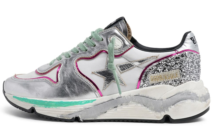(Women) Golden Goose Running Sole 'Silver Glitter Star' G36WS963.N3