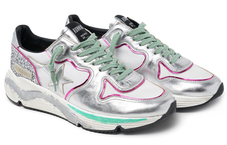 Order (Women) Golden Goose Running Sole 'Silver Glitter Star' G36WS963.N3