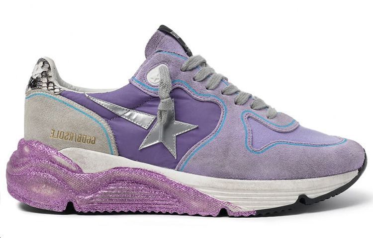 Order (Women) Golden Goose Running Sole 'Silver Sparkle Star Purple Distressed' G36WS963.N9