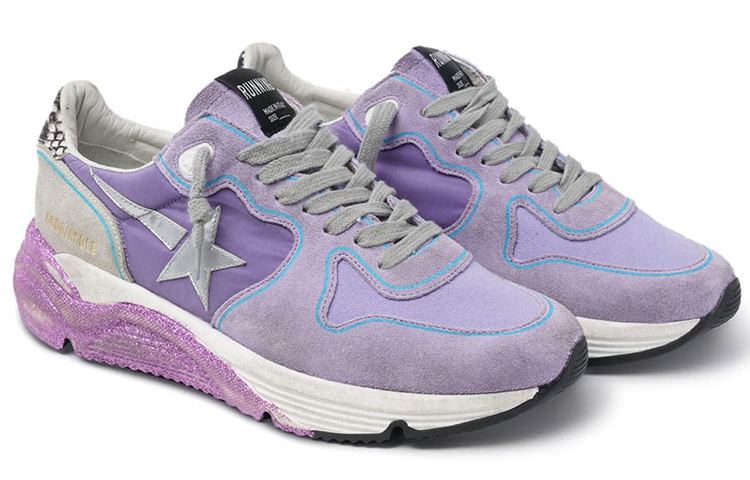 Lookbook (Women) Golden Goose Running Sole 'Silver Sparkle Star Purple Distressed' G36WS963.N9