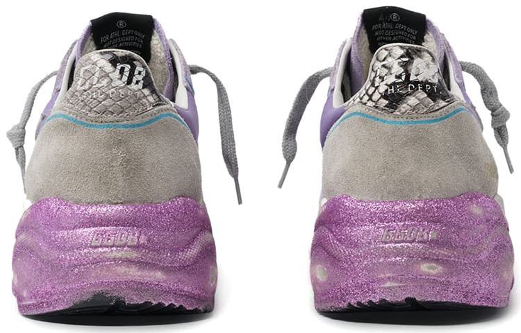 Shop (Women) Golden Goose Running Sole 'Silver Sparkle Star Purple Distressed' G36WS963.N9