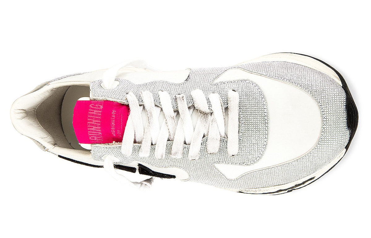 Shop (Women) Golden Goose Running Sole 'Silver White Distressed' GWF00126.F001058.70159