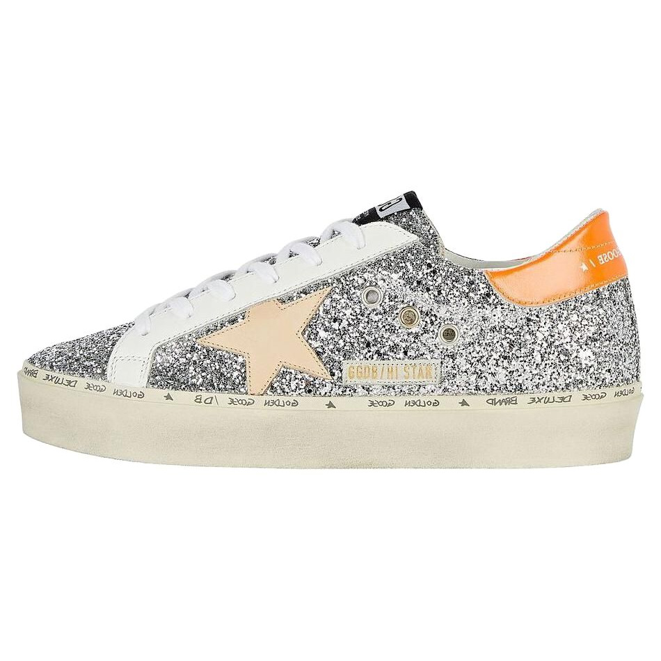 (Women) Golden Goose Silver Leather Low-Top Lace-Up Sneakers. G36WS945.Q5