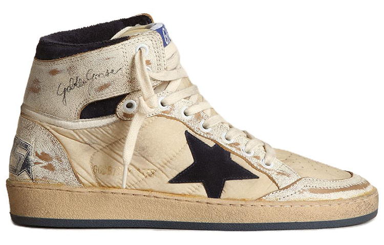 Order 金鵰 Sky-Star 牛皮作舊 星星高幫 時尚板鞋 女款 米白色