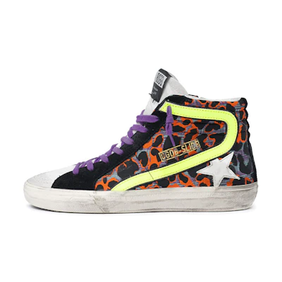 (W) Golden Goose Slide 'Black Orange Leopard'