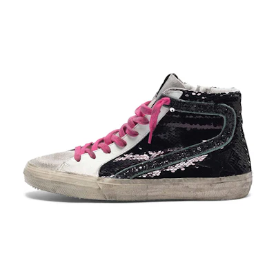 (W) Golden Goose Slide 'Black White Grey Tail'