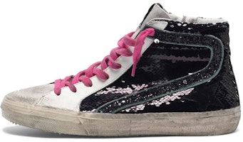(Women) Golden Goose Slide 'Black White Grey Tail' G36WS595.A91 (Women) Golden Goose Slide 'Black White Grey Tail' G36WS595.A91