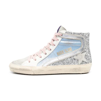 (W) Golden Goose Slide 'Blue Sequin High-Top'