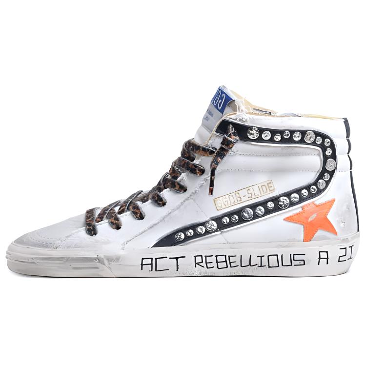 (Women) Golden Goose Slide 'Distressed White High-Top' GWF00115.F001132.10510