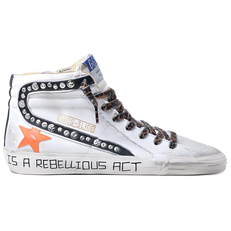 Order (W) Golden Goose Slide 'Putih Usang High-Top' GWF00115.F001132.10510