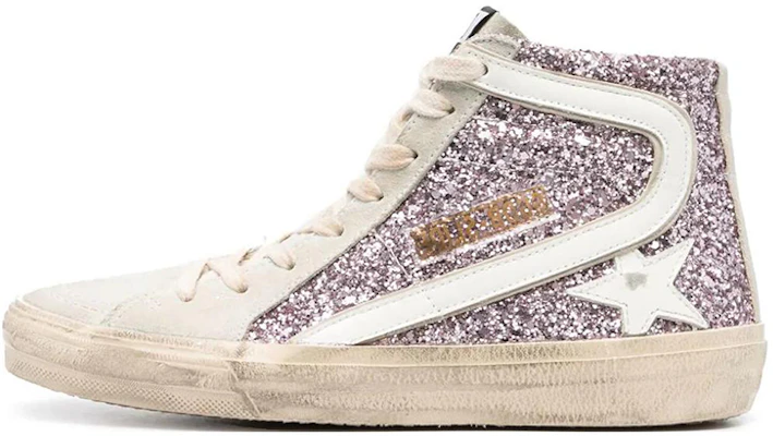 Golden Goose Slide 皮革 拉鍊 亮片金蔥 防滑耐磨 高筒 滑板鞋 女款 紫白 Buy Golden Goose Slide 皮革 拉鍊 亮片金蔥 防滑耐磨 高筒 滑板鞋 女款 紫白
