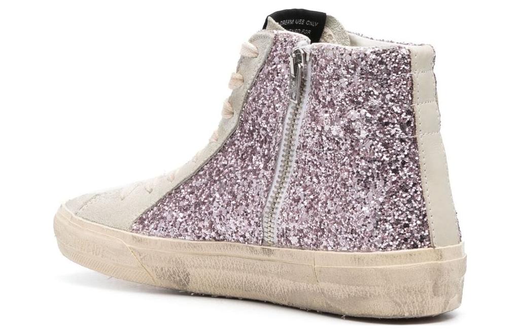 Lookbook Golden Goose Slide 皮革 拉鍊 亮片金蔥 防滑耐磨 高筒 滑板鞋 女款 紫白