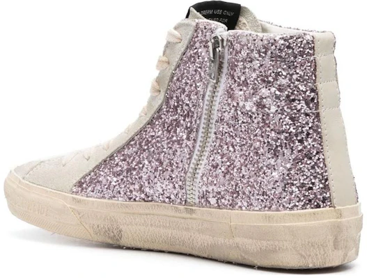 Golden Goose Slide 皮革 拉鍊 亮片金蔥 防滑耐磨 高筒 滑板鞋 女款 紫白 Lookbook Golden Goose Slide 皮革 拉鍊 亮片金蔥 防滑耐磨 高筒 滑板鞋 女款 紫白