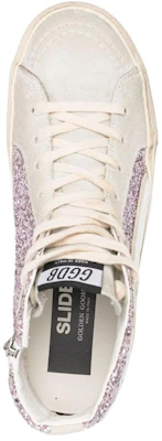 Golden Goose Slide 皮革 拉鍊 亮片金蔥 防滑耐磨 高筒 滑板鞋 女款 紫白 Shop Golden Goose Slide 皮革 拉鍊 亮片金蔥 防滑耐磨 高筒 滑板鞋 女款 紫白