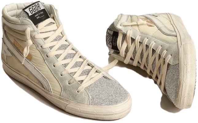 Golden Goose Slide 皮革 圓頭繫帶 高筒 板鞋 女款 灰米 Order Golden Goose Slide 皮革 圓頭繫帶 高筒 板鞋 女款 灰米