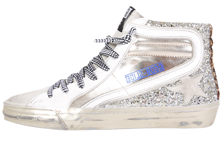 (Women) Golden Goose Slide 'Silver Leather High-Top' GWF00116.F001884.65147