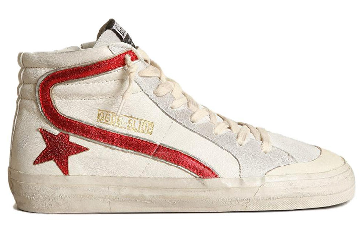 Order Golden Goose Slide 皮革 時尚 高筒 滑板鞋 女款 白紅