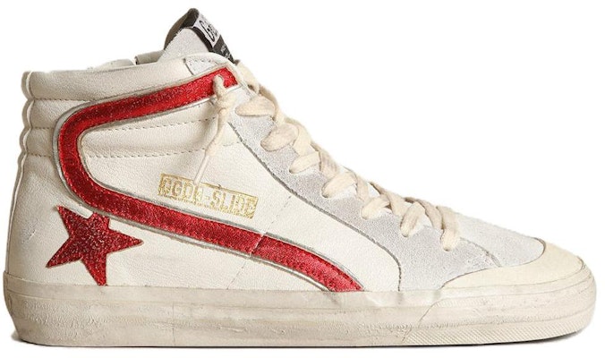 Golden Goose Slide 皮革 時尚 高筒 滑板鞋 女款 白紅 Order Golden Goose Slide 皮革 時尚 高筒 滑板鞋 女款 白紅