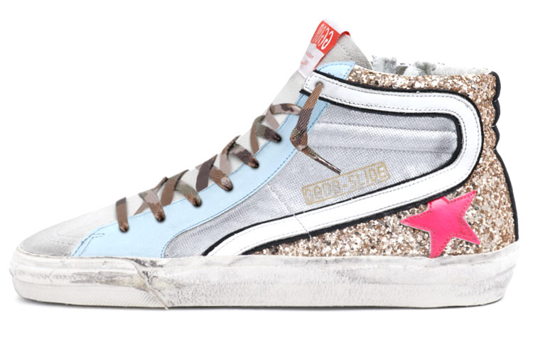 (Women) Golden Goose Slide High 'Silver Distressed' GWF00116.F001481.81110