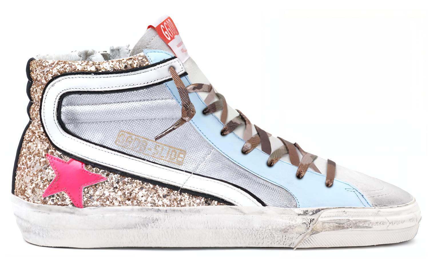 Order (W) Golden Goose Slide Tinggi 'Silver Distressed' Schuhe GWF00116.F001481.81110