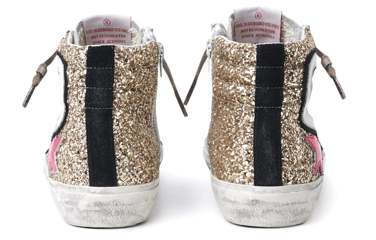 Shop (W) Golden Goose Slide Tinggi 'Silver Distressed' Schuhe GWF00116.F001481.81110