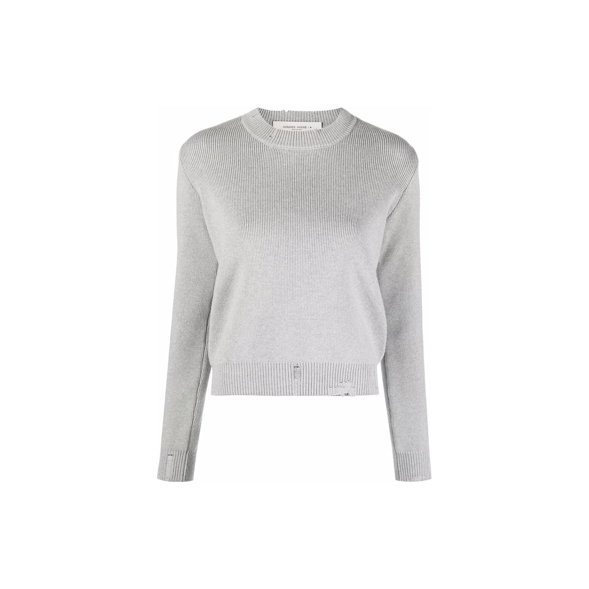 (Women) Golden Goose Solid Badge Crewneck Pullover Sweater Long Sleeve. GWP00836P00066260255