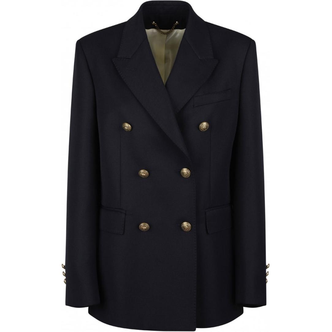 (Women) Golden Goose Solid Double-Breasted Blazer Navy Blue. GWP00829P00061950486