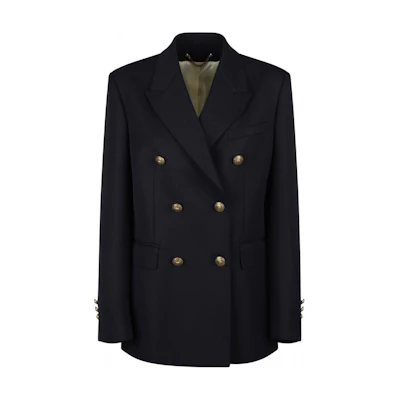 (Women) Golden Goose Solid Double-Breasted Blazer Navy Blue. GWP00829P00061950486