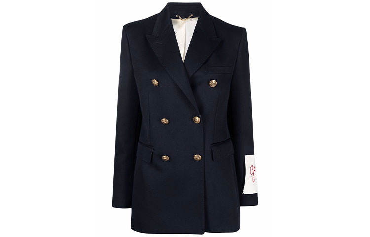 Order (Women) Golden Goose Solid Double-Breasted Blazer Navy Blue. GWP00829P00061950486