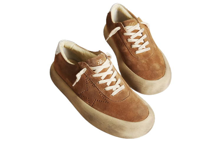 Order 金鵝 Space-Star 牛皮 低幫厚底 時尚板鞋 女款 棕色 做舊版