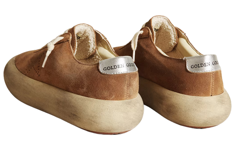 Lookbook 金鵝 Space-Star 牛皮 低幫厚底 時尚板鞋 女款 棕色 做舊版