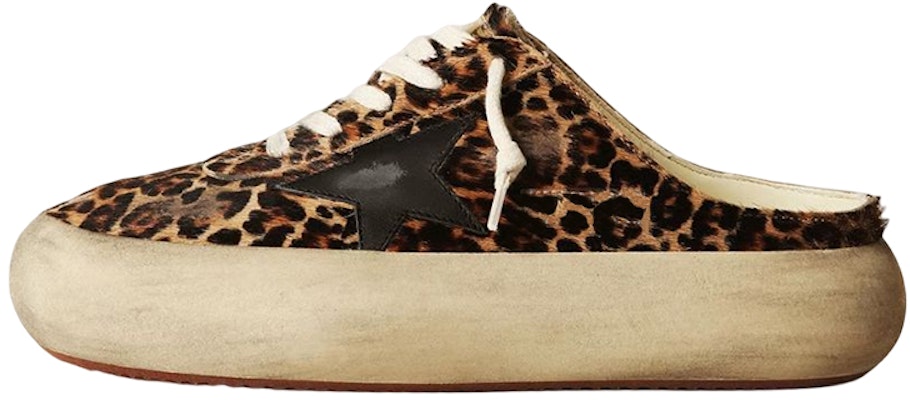 (Women) Golden Goose Space-Star Leather Clog Mules Beige Leopard Print Distressed. GWF00383.F003331.81472 Buy (Women) Golden Goose Space-Star Leather Clog Mules Beige Leopard Print Distressed. GWF00383.F003331.81472