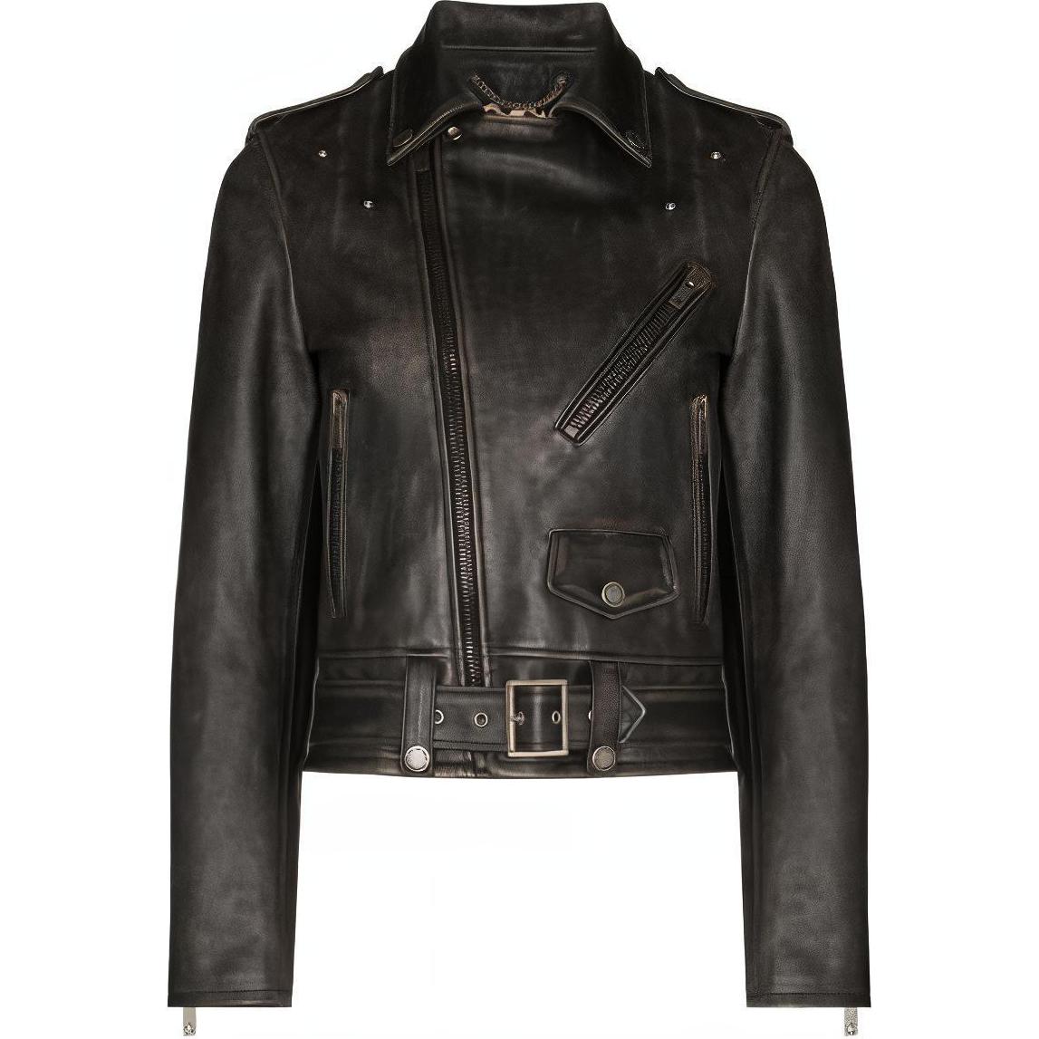 (Women) Golden Goose SS22 Distressed Leather Biker Jacket Women’s Black GWP00848P00064790100