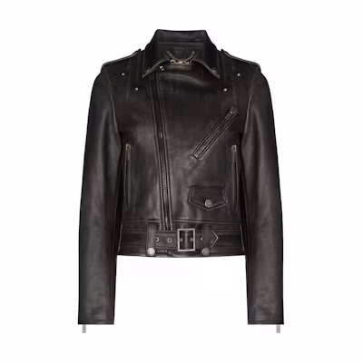 (Women) Golden Goose SS22 Distressed Leather Biker Jacket Women’s Black GWP00848P00064790100
